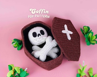 Coffin And Skull Crochet Patterns, Halloween Crochet Pattern, Halloween Amigurumi Crochet Pattern, Amigurumi Crochet Pattern, PDF Pattern