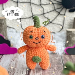 Pumpkin Amigurumi Crochet Pattern, Halloween Amigurumi Toy Pattern, Stuffed Dolls, Halloween Crochet, Amigurumi Crochet