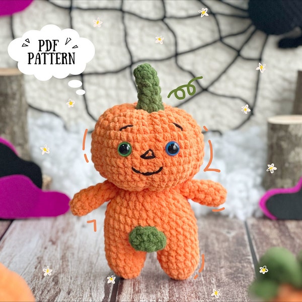 Pumpkin Amigurumi Crochet Pattern, Halloween Amigurumi Toy Pattern, Stuffed Dolls, Halloween Crochet, Amigurumi Crochet