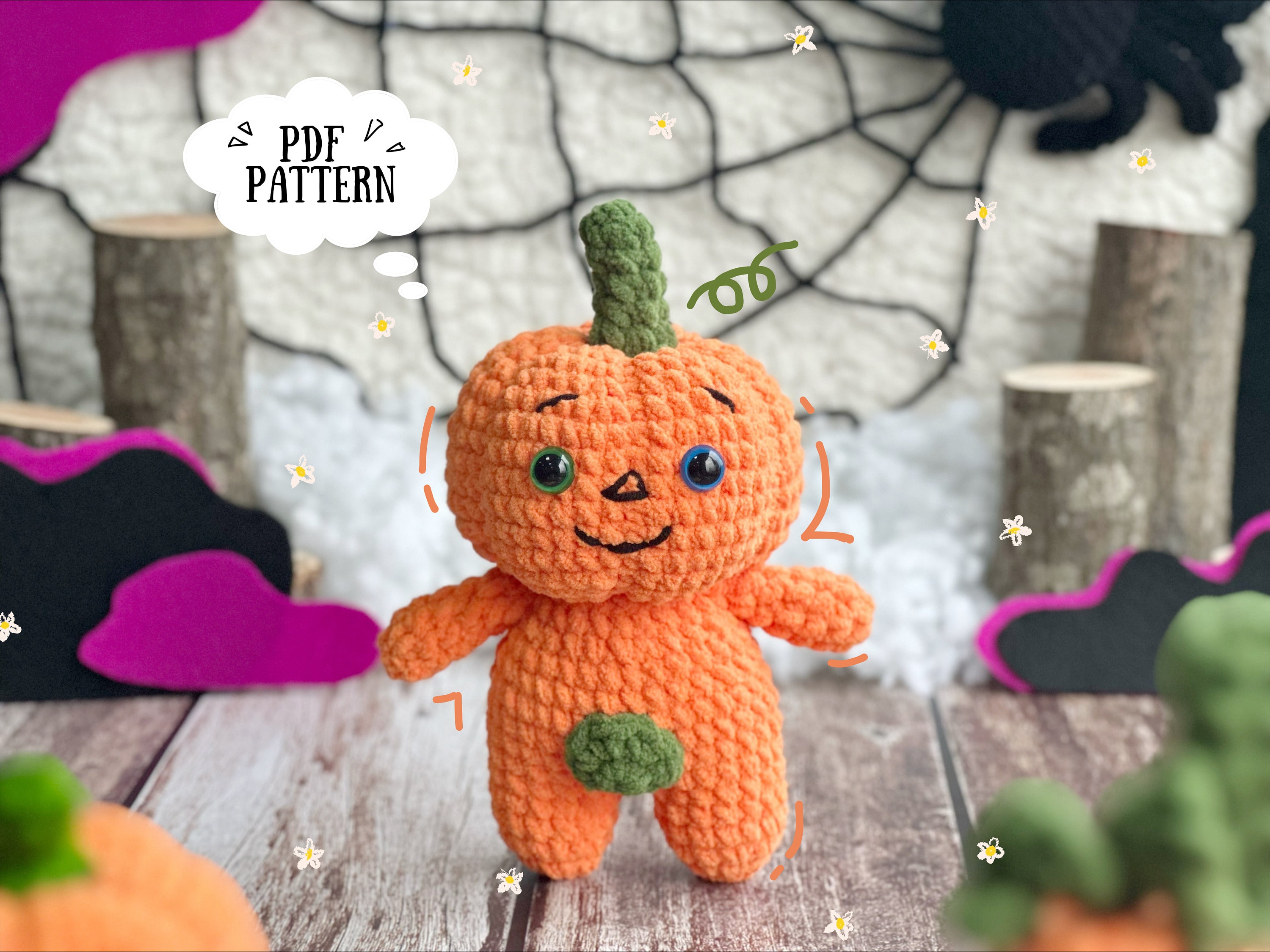 Pumpkin Cow Crochet, Stuffed Animal Amigurumi, Halloween & Autumn Crochet,  Cute Cow Plushie, Pumpkin Crochet, Animal Plushie, Kawaii Cow Toy 