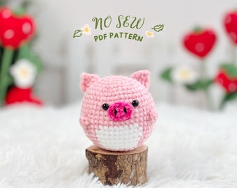 Pig Amigurumi Crochet Pattern, No Sew Amigurumi Crochet Pattern, No Sew Crochet Pattern, Crochet Pattern