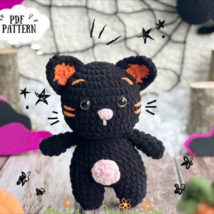 Chat noir au crochet d'Halloween, Décoration de chat d'Halloween, Peluche, Halloween au crochet, Motif au crochet Amigurumi