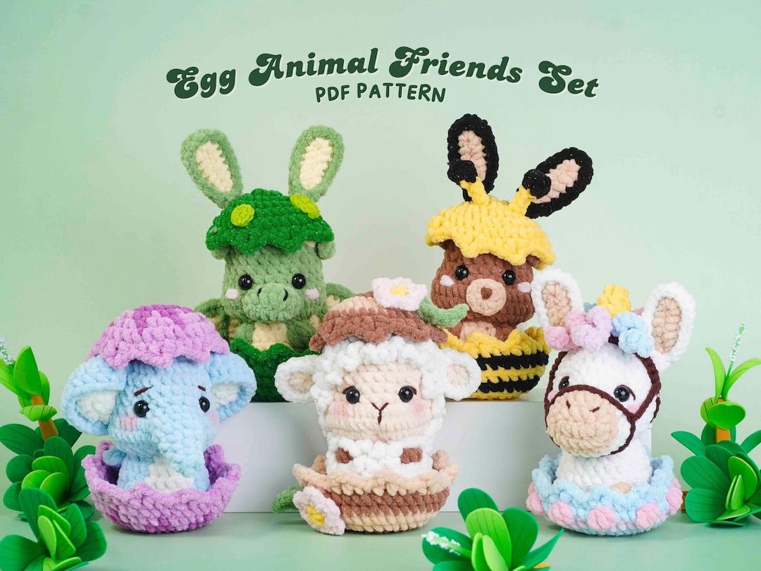 Easter Egg Animal Friends Crochet Patterns Bundle, Bear Pattern ...