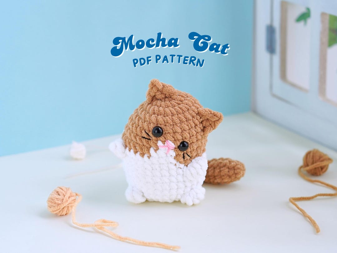 Pippin Mocha Cat Crochet Pattern, Stuffed Animal Crochet Pattern