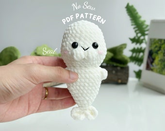 Modello Seal No Sew all'uncinetto, Modello Amigurumi all'uncinetto senza cucitura, Modello all'uncinetto, Modello per peluche