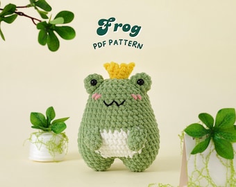 Frog Crochet Pattern, Low Sew Amigurumi Crochet Patterns, Low Sew Crochet Pattern, Plushie Pattern, PDF Crochet Pattern