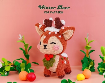 Winter Deer Crochet Pattern, Four Seasons Deer Amigurumi, Deer Crochet Pattern, Stuffed Animal Crochet, Deer Plush Pattern, PDF Pattern