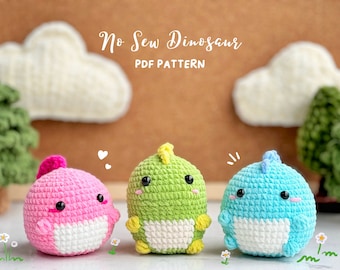 No Sew Dinosaur Crochet Pattern, No Sew Amigurumi Crochet Patterns, Crochet Pattern, T-rex Dinosaur Crochet, Dinosaur Amigurumi Pattern