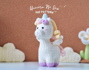 Unicorn Crochet Pattern, No Sew Amigurumi Crochet Patterns, No Sew Crochet Pattern, Plushie Pattern