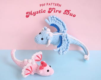 Mystic Fire Crochet Patterns Bundle | Phoenix Dragon Pattern, Little Dragon Pattern, Amigurumi Crochet Pattern, No Sew Crochet Pattern