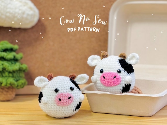 Milk Cow No Sew Crochet, Amigurumi Crochet Pattern, Cow Crochet Pattern, Amigurumi Crochet Pattern, Cow Amigurumi Crochet