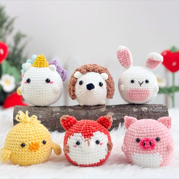 No Sew Amigurumi Crochet Pattern, No Sew Crochet | Fox Pattern, Hedgehog Pattern, Unicorn Pattern, Chick Pattern, Bunny Pattern, Pig Pattern
