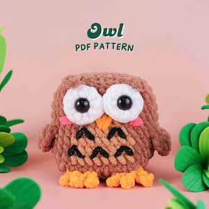 Owl Crochet Pattern, Low Sew Amigurumi Crochet Patterns, Low Sew Crochet, Plushie Pattern, PDF Crochet Pattern, Beginner Crochet Animal