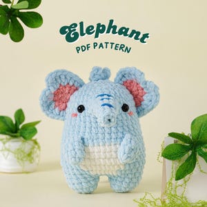 Elephant Crochet Pattern, Low Sew Amigurumi Crochet Patterns, Low Sew Crochet Pattern, Plushie Pattern, PDF Crochet Pattern