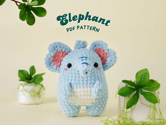Elephant Crochet Pattern, Low Sew Amigurumi Crochet Patterns, Low Sew Crochet Pattern, Plushie Pattern, PDF Crochet Pattern