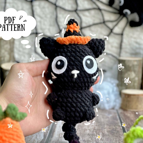 Black Cat Halloween Crochet Pattern, Halloween Crochet Pattern, Halloween Amigurumi Crochet Patterns