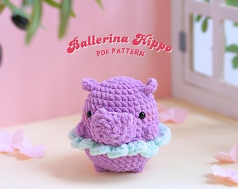Ballerina nijlpaard No Sew-haakpatroon, No Sew Amigurumi-haakpatronen, nijlpaard-haakpatroon, knuffelpatroon, handgemaakte amigurumi
