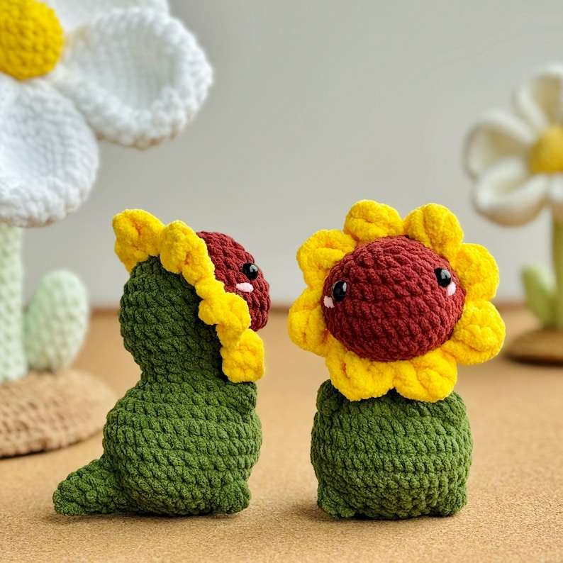 Modèle au crochet sans couture dinosaure tournesol, Modèle dinosaure papillon au crochet, Modèle au crochet abeille-rex, Modèles au crochet Amigurumi sans couture image 9