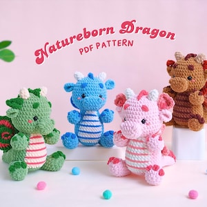 Natureborn Dragon Häkelanleitungen-Bundle | Ahornblatt-Drache-Muster, Kirschblüten-Drache-Muster, Schmetterlings-Drache-Muster