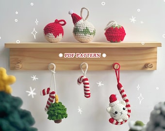 Bundle 5in1 Christmas Ornaments Car Hanging Crochet Pattern, Amigurumi Crochet Patterns, Christmas Crochet Pattern