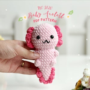 Axolotl No Sew Crochet Pattern, No Sew Amigurumi Crochet Patterns, Crochet Pattern, Plushie Pattern