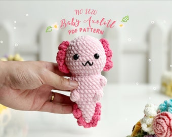 Axolotl No Sew Crochet Pattern, No Sew Amigurumi Crochet Patterns, Crochet Pattern, Plushie Pattern