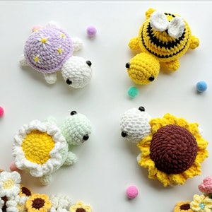 Turtle No Sew Crochet Pattern, Bumble Bee Turtle Pattern, Daisy Turtle ...
