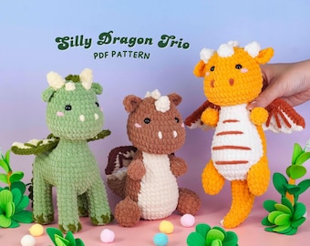 Silly Dragon Crochet Pattern Bundle, Baby Dragon Pattern, Cuddly Dragon Pattern, Dragon Pattern, Amigurumi Dragon Plush Pattern