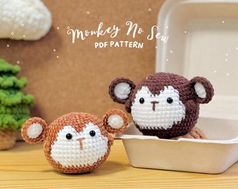 Monkey No Sew Crochet Pattern, Monkey Crochet Pattern, Amigurumi Crochet Pattern, Monkey Amigurumi Crochet Pattern