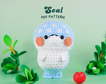 Seehund Häkelanleitung, Low Sew Amigurumi Häkelanleitung, Amigurumi Meerestier Plüschtier PDF, Süßes Meerestier PDF, Anfänger Häkeltier