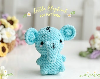 Elephant No Sew Crochet Pattern, No Sew Amigurumi Crochet Patterns, Crochet Pattern, Plushie Pattern