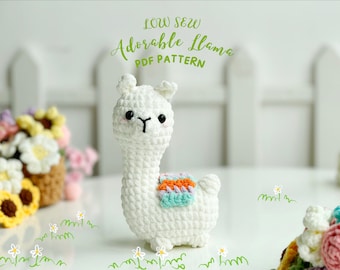 llama Patrón de crochet de costura baja, Patrones de crochet Amigurumi sin costura, Patrón de crochet, Patrón de peluche