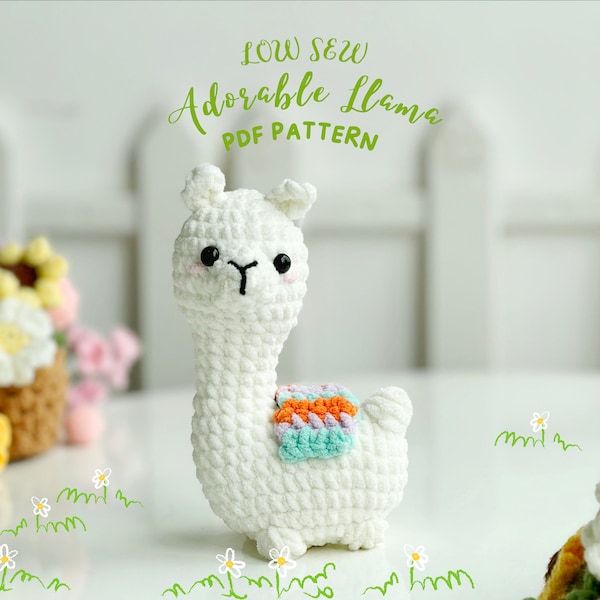 llama Low Sew Crochet Pattern, No Sew Amigurumi Crochet Patterns, Crochet Pattern, Plushie Pattern