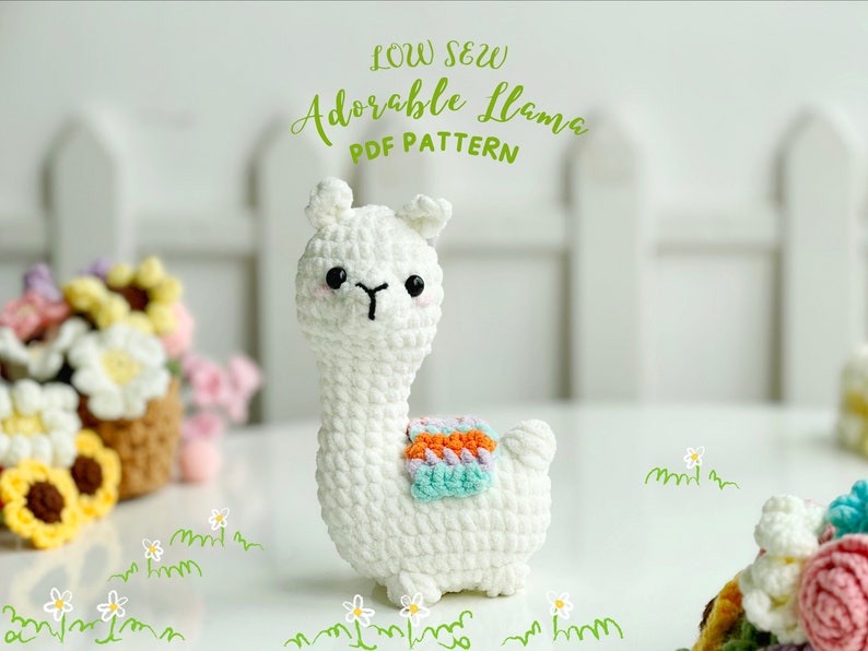 llama Low Sew Crochet Pattern, No Sew Amigurumi Crochet Patterns, Crochet Pattern, Plushie Pattern image 1