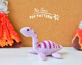 Plesiosaurus No Sew Crochet Pattern, Dinosaur No Sew Pattern, No Sew Amigurumi Crochet Patterns, Amigurumi Crochet Pattern