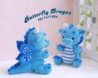 Patron au crochet papillon dragon, patron Amigurumi, patron dragon au crochet, patron PDF au crochet