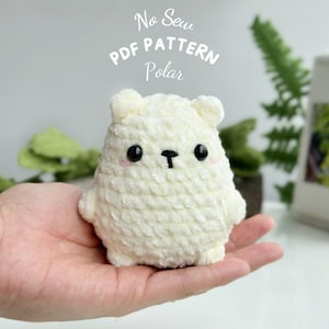 Polar Bear No Sew Crochet Pattern, No Sew Amigurumi Crochet Patterns, Crochet Pattern, Plushie Pattern