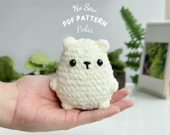 Polar Bear No Sew Crochet Pattern, No Sew Amigurumi Crochet Patterns, Crochet Pattern, Plushie Pattern