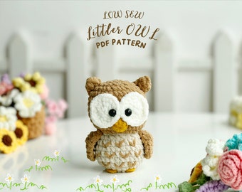 Owl Low Sew Crochet Pattern, No Sew Amigurumi Crochet Patterns, Crochet Pattern, Plushie Pattern