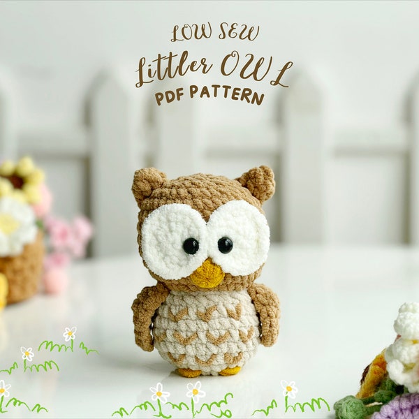 Owl Low Sew Crochet Pattern, No Sew Amigurumi Crochet Patterns, Crochet Pattern, Plushie Pattern