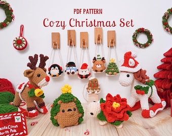 Christmas Amigurumi Bundle, Christmas Crochet Patterns, Car Hanging Christmas Pattern, Christmas Holiday Crochet Patterns