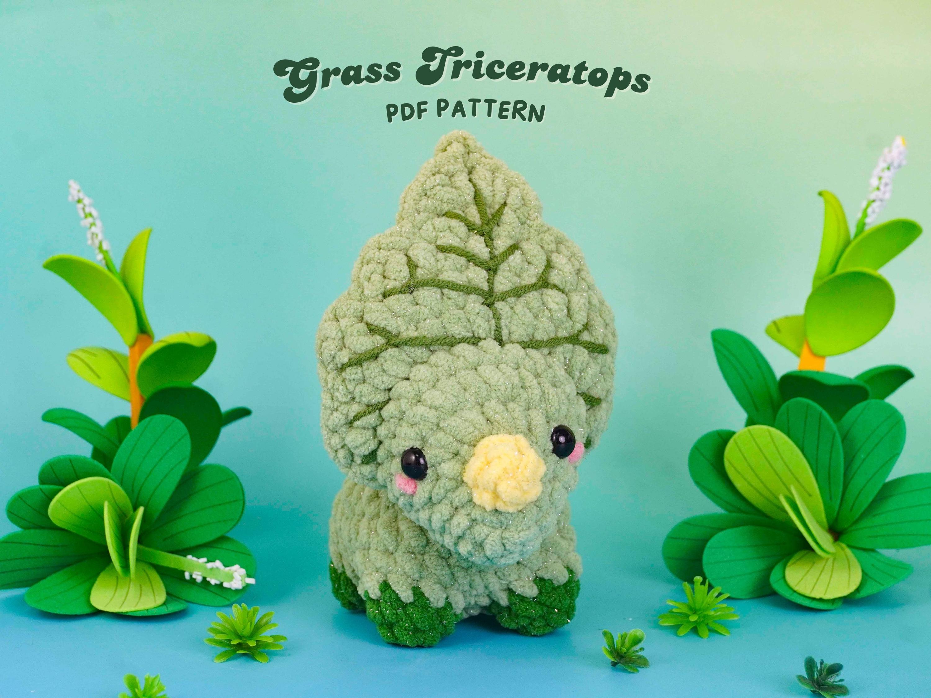 30 Triceratops Crochet Patterns for Dino Lovers, Nursery Decor, and Handmade Gifts 10 Grass Triceratops Crochet Pattern