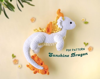 Motif au crochet Sunshine Dragon, motif Amigurumi, motif dragon au crochet, adorable motif dragon au crochet, motif PDF au crochet