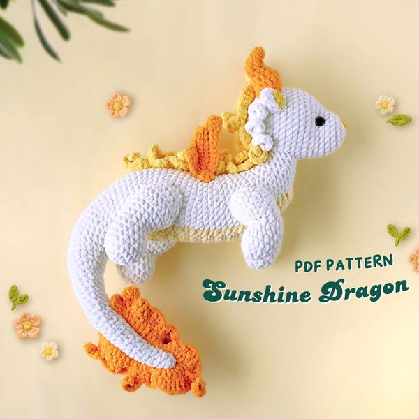 Sunshine Dragon Häkelanleitung, Amigurumi Häkelanleitung, Dragon häkeln, Adorable Dragon häkeln, PDF Häkelanleitung