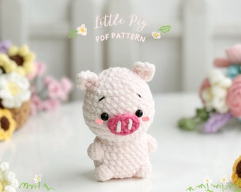Patrón de crochet sin costuras para cerdito, patrones de crochet para amigurumi sin costuras, patrón de crochet, patrón de peluche