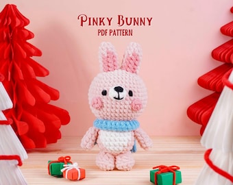 Pinky Bunny Crochet Pattern, Christmas Crochet Pattern, Holiday Amigurumi Crochet PDF,  Christmas Amigurumi PDF, Winter Crochet Tutorial