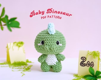 Schema all'uncinetto per dinosauro bambino, schema all'uncinetto per animale di peluche, schema all'uncinetto per amigurumi, schema all'uncinetto per dinosauro, schema all'uncinetto in PDF