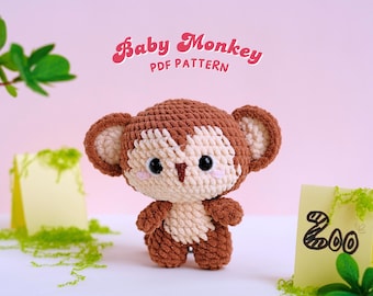 Modèle au crochet bébé singe, modèle au crochet peluche, modèle au crochet Amigurumi, modèle au crochet singe, modèle au crochet PDF