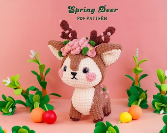Spring Deer Crochet Pattern, Four Seasons Deer Amigurumi, Deer Crochet Pattern, Stuffed Animal Crochet, Deer Plush Pattern, PDF Pattern