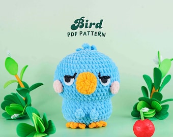 Bird Crochet Pattern, Low Sew Amigurumi Crochet Pattern, Cute Amigurumi Plushie PDF, Tutorial PDF Pattern, Beginner Crochet Animal